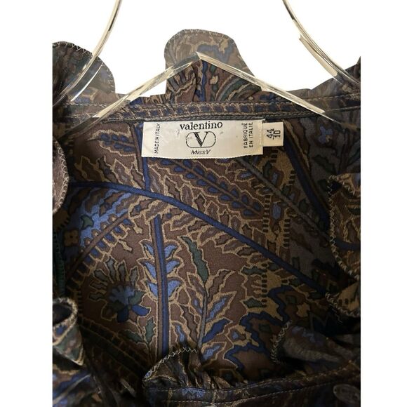 Valentino VTG Miss V Pleated Skirt & Blouse Set Silk 2 Piece Sz 44=US 10 Paisley - Picture 6 of 12